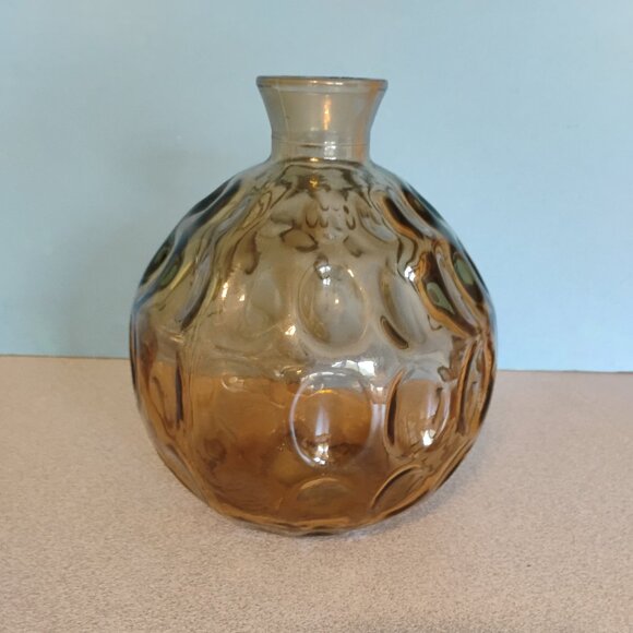 Vidrios San Miguel Recycled Glass Thumbprint Design Amber Vase - Picture 1 of 3